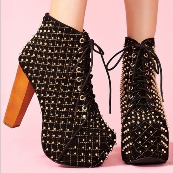 Jeffrey Campbell Shoes - JEFFREY CAMPBELL | Lita-Q Suede Black Studded Heel